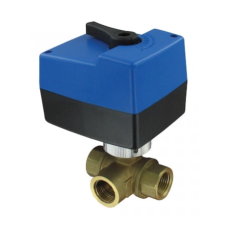Dwyer Instruments Three-Way detachable electric ball valve, Cv value 27.9, 1-1/2" npt, 120 vac, floating 3HBAV0612